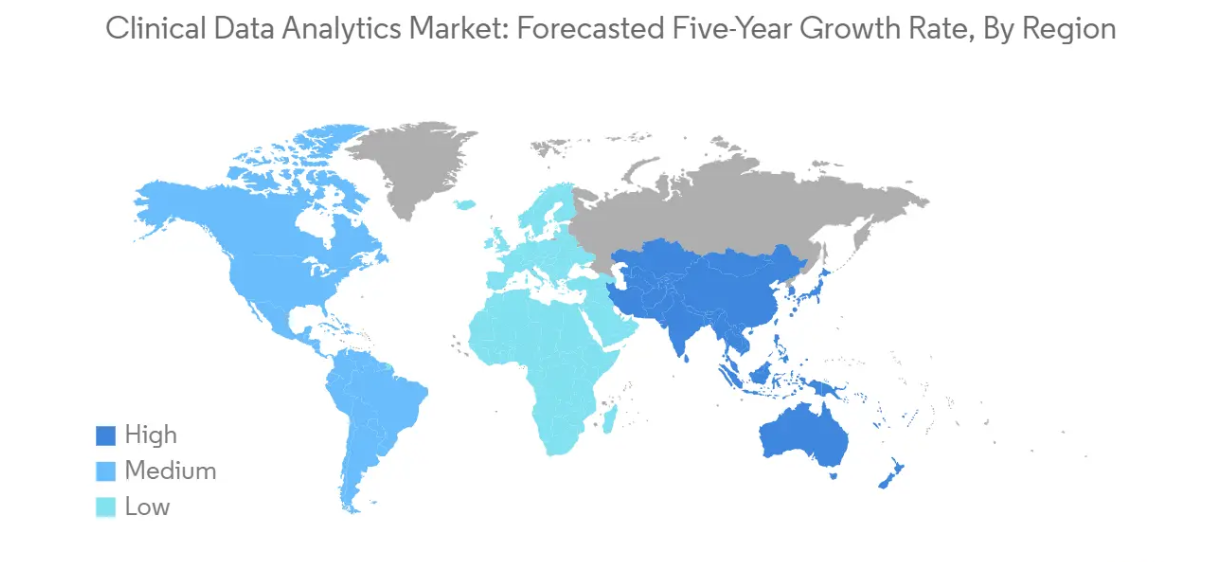 Market Analysis of Clinical Data Analytics Market: Forecasted Growth Rate by Region